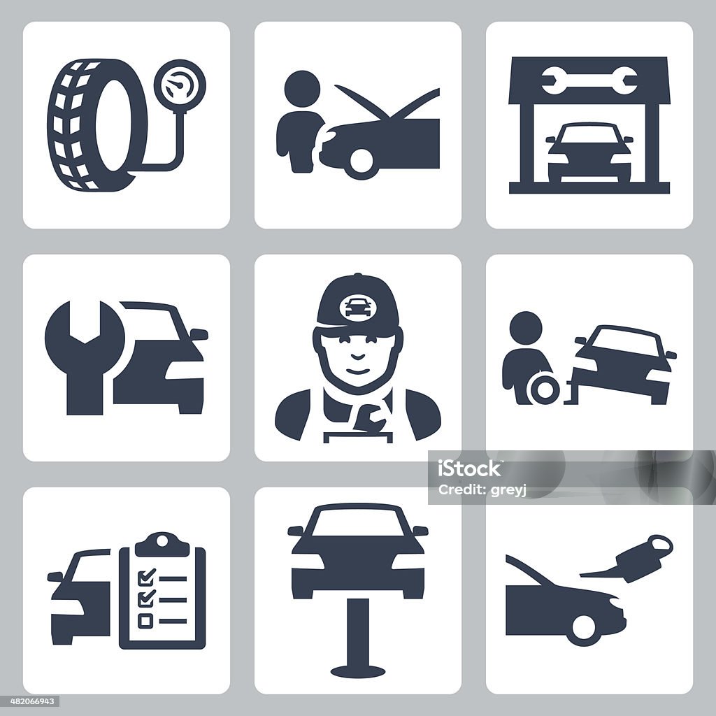 Vector vehicle service station icons set Car stock vector