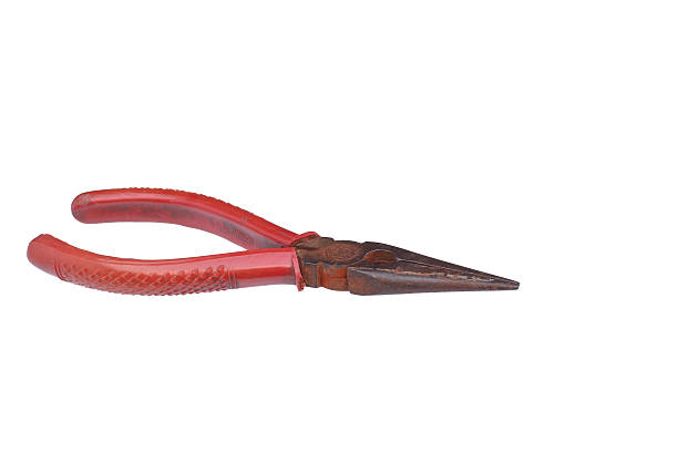 Used needles-nose pliers. The old needles-nose pliers,isolated on white background. nub stock pictures, royalty-free photos & images