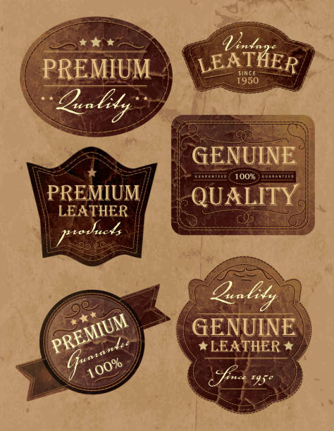 ilustraciones, imágenes clip art, dibujos animados e iconos de stock de conjunto de vintage genium premium y etiquetas de cuero - country style