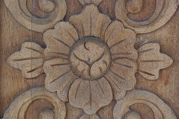 istock Carved wood wall close 482068004