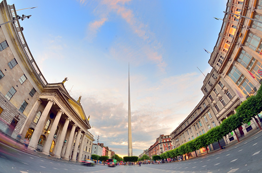 famous landmark in Dublin, Ireland center symbol - spire
