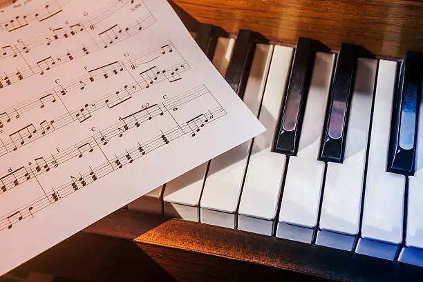 Photo of Piano keys and sheet music