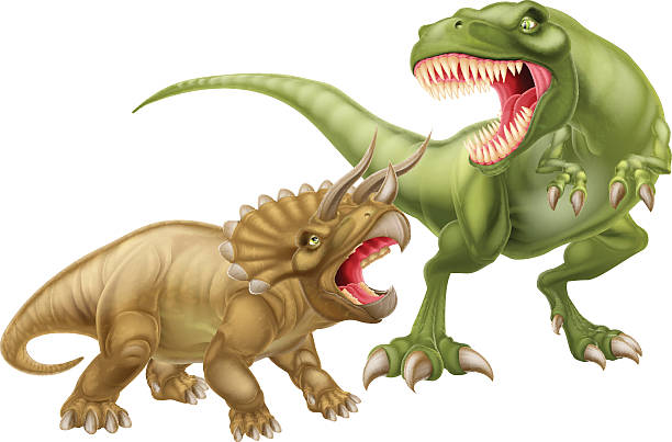 rex と triceratops t - alphabet description number isolated点のイラスト素材／クリップアート素材／マンガ素材／アイコン素材