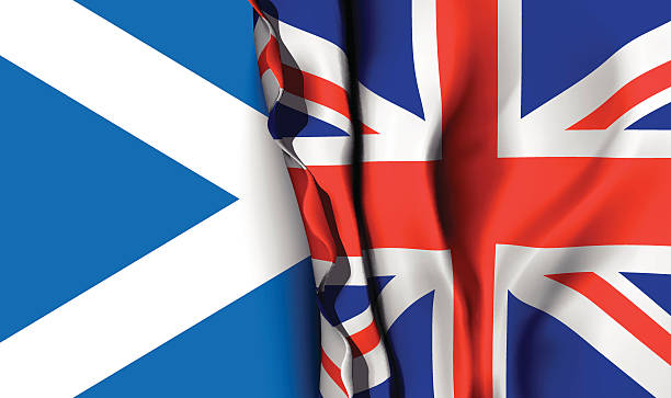 istock Flag of United Kingdom over the scotland flag. 482072774