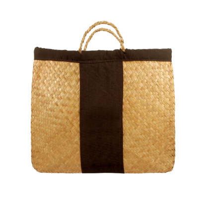 Wicker bamboo bag on white background