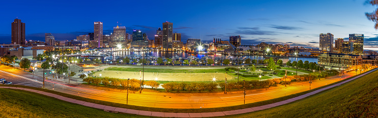 Panoramic view of  Baltimore's Inner Harbor