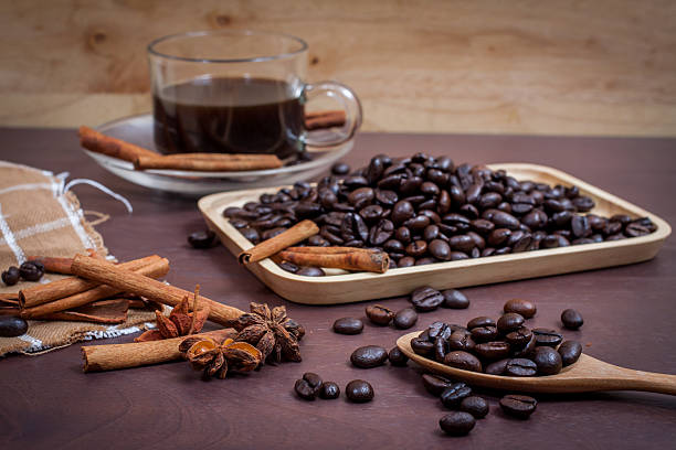 istock Coffee on grunge wooden background 482074562