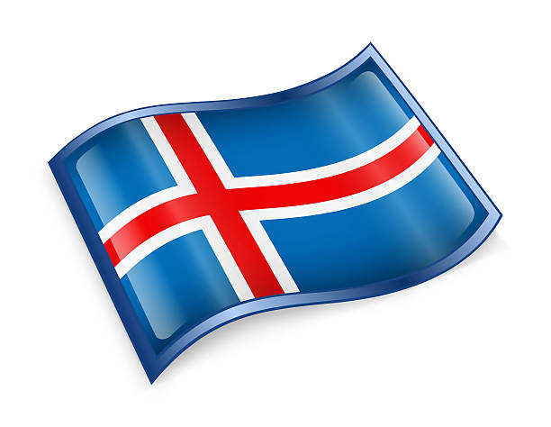isländische flagge symbol isoliert auf weißem hintergrund. - government computer icon glass shiny stock-grafiken, -clipart, -cartoons und -symbole