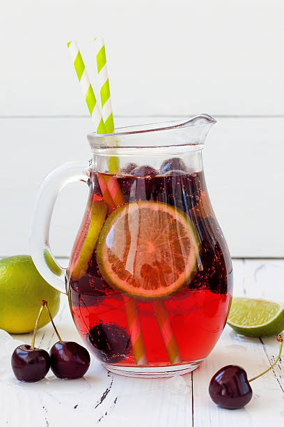 istock Summer refreshing homemade lemonade with cherry and lime 482078130