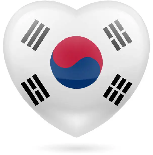 Vector illustration of Heart icon of South Korea