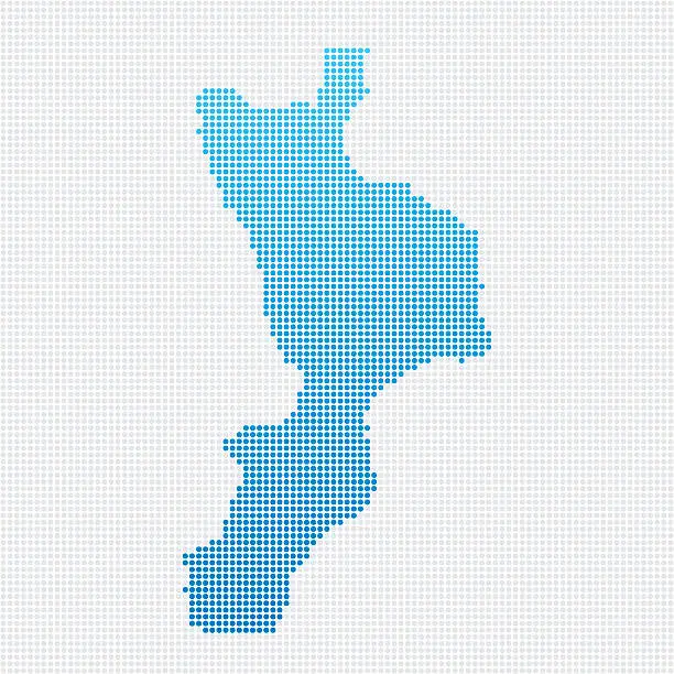 Vector illustration of Italy Regions Calabria Map Blue Dot Pattern