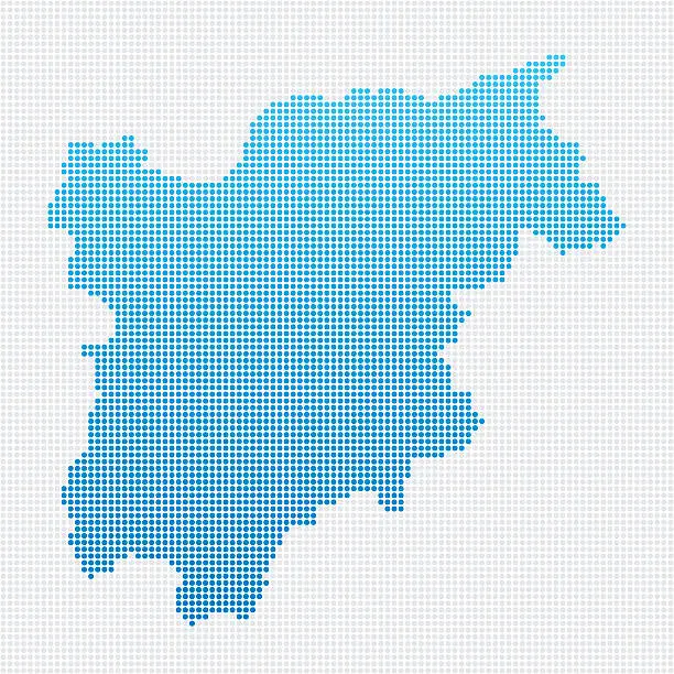 Vector illustration of Italy Regions Trentino Alto Adige Map Blue Dot Pattern