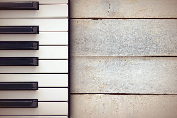 istock Inspirational background with a piano on a wooden table while composing. 482087094