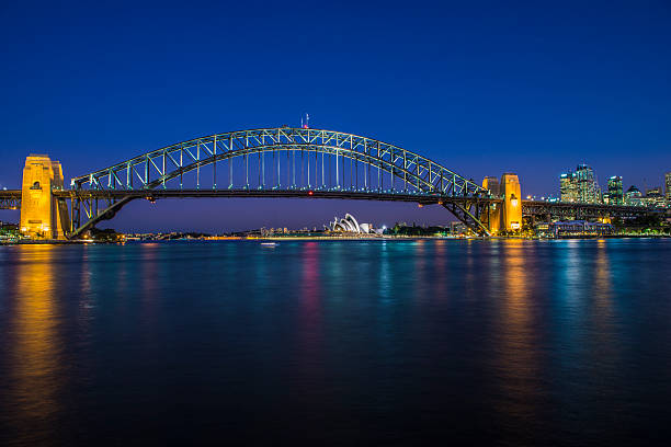 istock Sydney Harbour Bridge, Opera House and Cityscape at Dusk, Australia 482088176