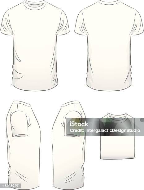 Teeshirt Pour Hommes Coupe Moderne À Cinq Vue Vecteurs libres de droits et plus d'images vectorielles de T-Shirt - T-Shirt, Blanc, Vue de face