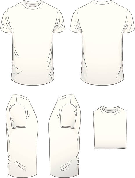 мужская футболка современного кроя из пяти видов - short sleeved illustrations stock illustrations