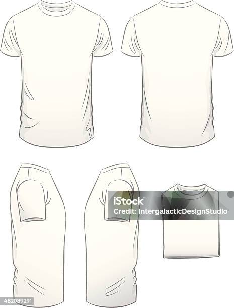 Mens Modern Fit Tshirt In Five Views Stock Illustration - Download Image Now - T-Shirt, White Color, Front View