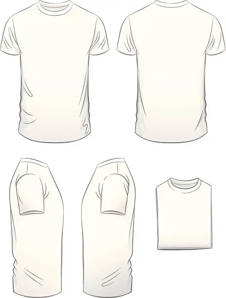 Vector illustration of Men's Modern Fit T-shirt in Five Views