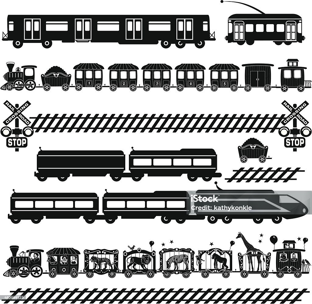 train travel Vector trains and tracks. Subway Train stock vector