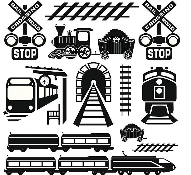 Vector illustration of train design elements