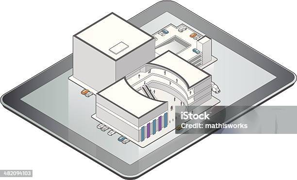 オンラインショッピングモールイラストレーション - タブレット端末のベクターアート素材や画像を多数ご用意 - タブレット端末, 外壁, 投影図