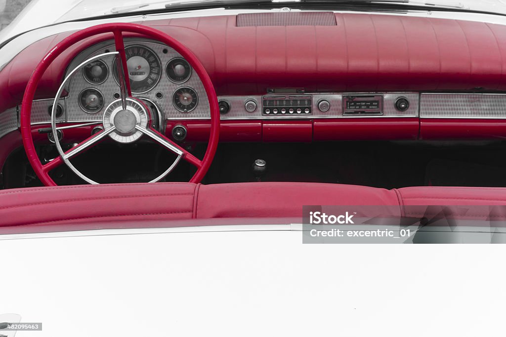 Lenkrad und dashboard einer alten retro-Bezahlung von Drittpersonen mit American car - Lizenzfrei Oldtimerauto Stock-Foto