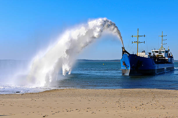 Dredger near Archachon in France stock photo