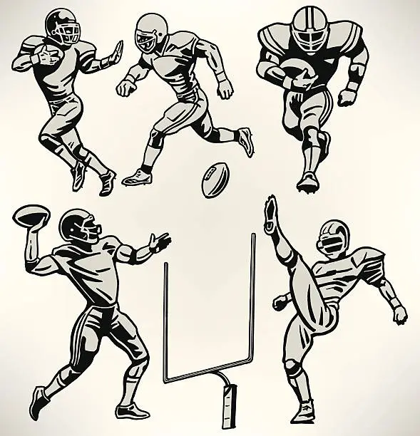Vector illustration of Football Players - Retro Style
