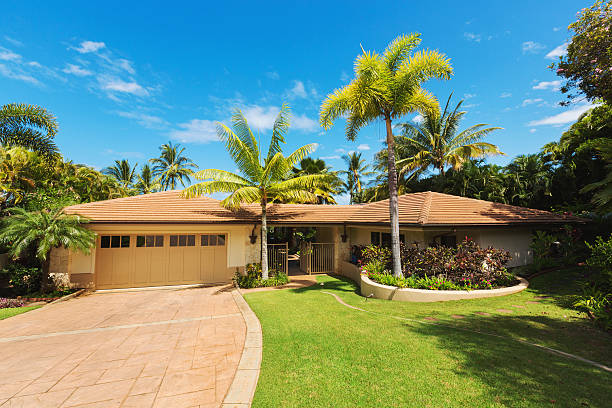 istock Exterior View of Luxury Home, Front Lawn and Driveway 482095986