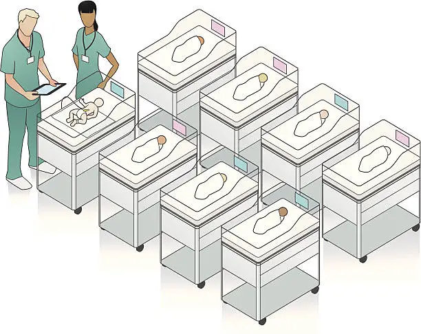 Vector illustration of Hospital Nursery Illustration