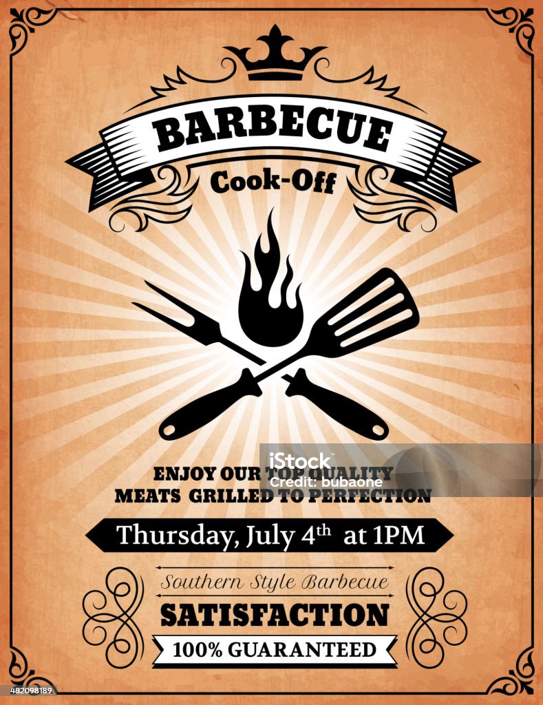 Summer Barbecue Invitation Card Royalty free vector illustration. Summer Barbecue Invitation Barbecue Grill stock vector