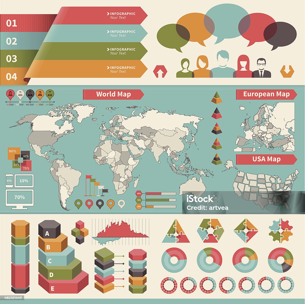 Infográfico elementos - Royalty-free Mapa do Mundo arte vetorial