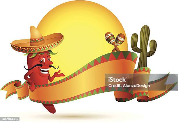 Piment Rouge Avec Bannière Vecteurs libres de droits et plus d'images vectorielles de Cuisine mexicaine - Cuisine mexicaine, Culture mexicaine, Personnalité atypique