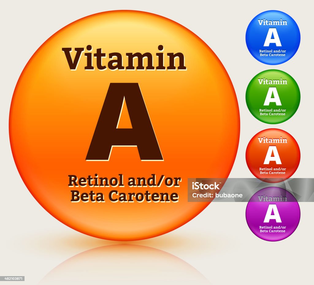 Vitamin A Multi Colored Button Set Black Color stock vector