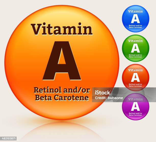 Vitamin A Multi Colored Button Set Stock Illustration - Download Image Now - Black Color, Blue, Bright