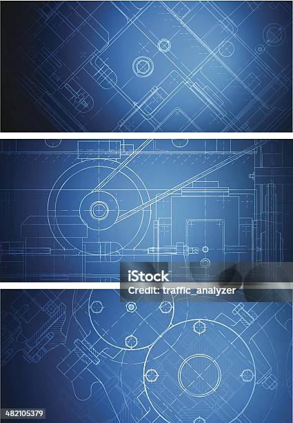 청사진 배너 청사진에 대한 스톡 벡터 아트 및 기타 이미지 - 청사진, 엔지니어, 기계류