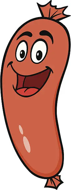 Vector illustration of Sausage Cartoon