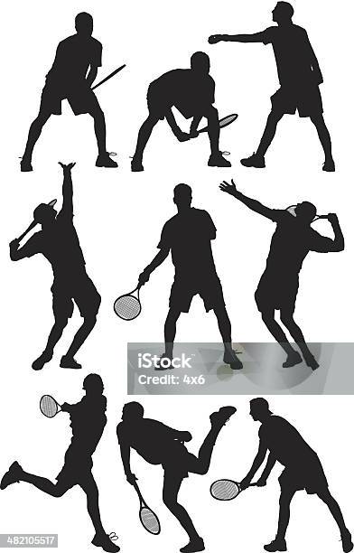 Mehrere Bilder Eines Tennisspieler Stock Vektor Art und mehr Bilder von Tennis - Tennis, Aktivitäten und Sport, Athlet