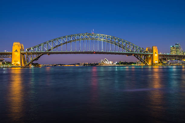 istock Sydney Harbour Bridge, Opera House and Cityscape at Dusk, Australia 482105604