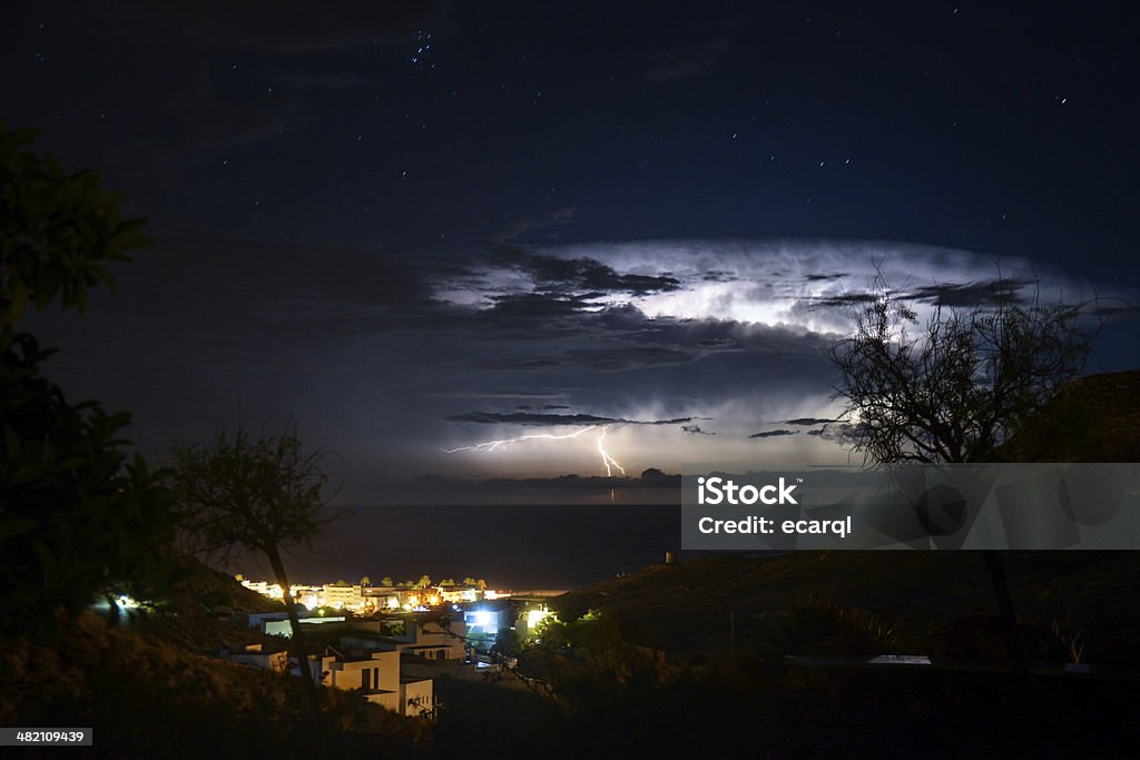 thunderstorm over the sea Thunderstorm over the mediterranean sea, Spain. Night Stock Photo