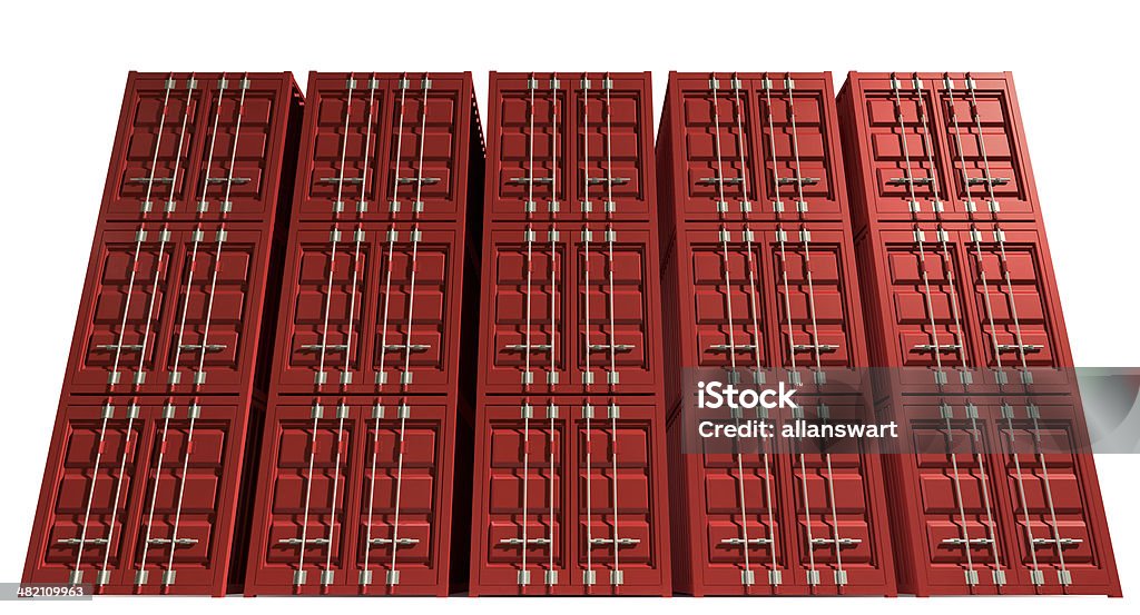 Stackable Container Red Shipping Container Red Stack Stock Photo - Download Image Now - Cargo ...