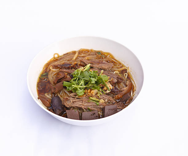 Duck noodles soup. Rice noodles soup with vegetables and duck. nub stock pictures, royalty-free photos & images