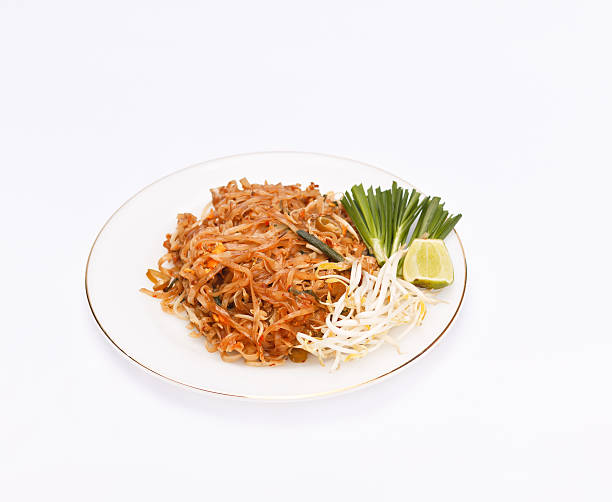 Thai fried noodles. Thin rice noodles fried with tofu,vegetables,egg and peanut. nub stock pictures, royalty-free photos & images