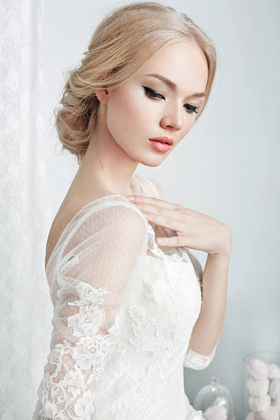 beautiful bride in white dress
