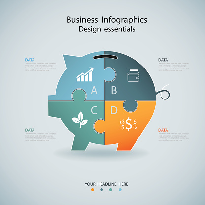 Finance Infographics options banner design,vector pig. Can be used for web design and workflow layout