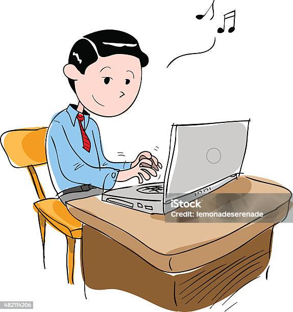 Man Enjoying His Work Stock Illustration - Download Image Now - 2015, Adult, Business