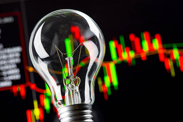 istock Business success with stock graph and light bulb 482116824