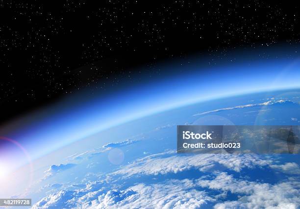 View Of The Earth From Space Stock Photo - Download Image Now - Ozone Layer, Stratosphere, Planet Earth