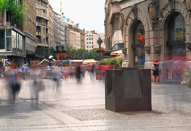 Knez Mihajlova in Belgrade, Serbia People walking at the most famous shopping street and one of the favorite destinations of tourists Knez Mihajlova in Belgrade, Serbia. knez mihailova stock pictures, royalty-free photos & images