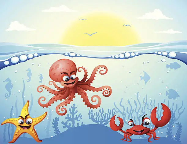 Vector illustration of Underwater scene
